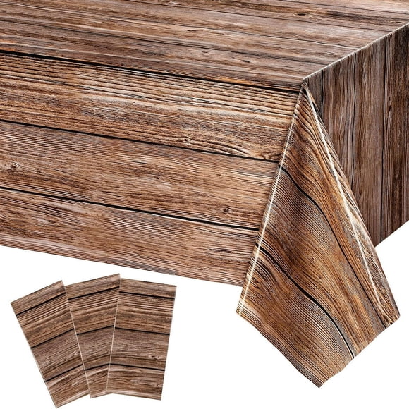 HLONK Natural Wood Grain Tablecloths Rustic Plastic Table Covers for Rectangle Table Vintage Farmhouse Style Table Cloth Decor for Western Barn Themed Birthday Wedding Party 54 X 108 In
