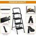 thumbnail image 4 of ANHXN  Ladder with Tool Tray, Folding Step Stool with Wide Anti-Slip Pedal and Handgrip, Heavy Duty Steel Step Ladder for Home Kitchen Office Shop, 4 of 8