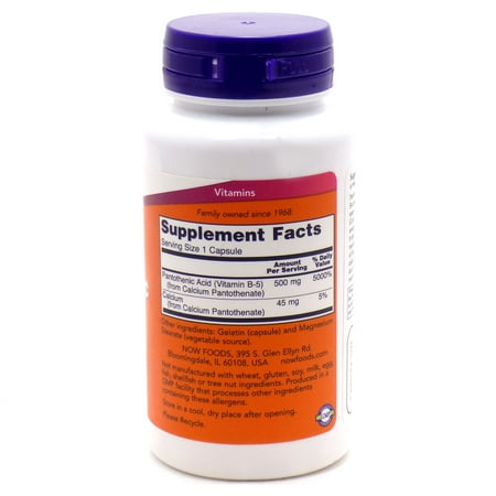 パントテン酸 ビタミンB5  500mg 100粒 NOW