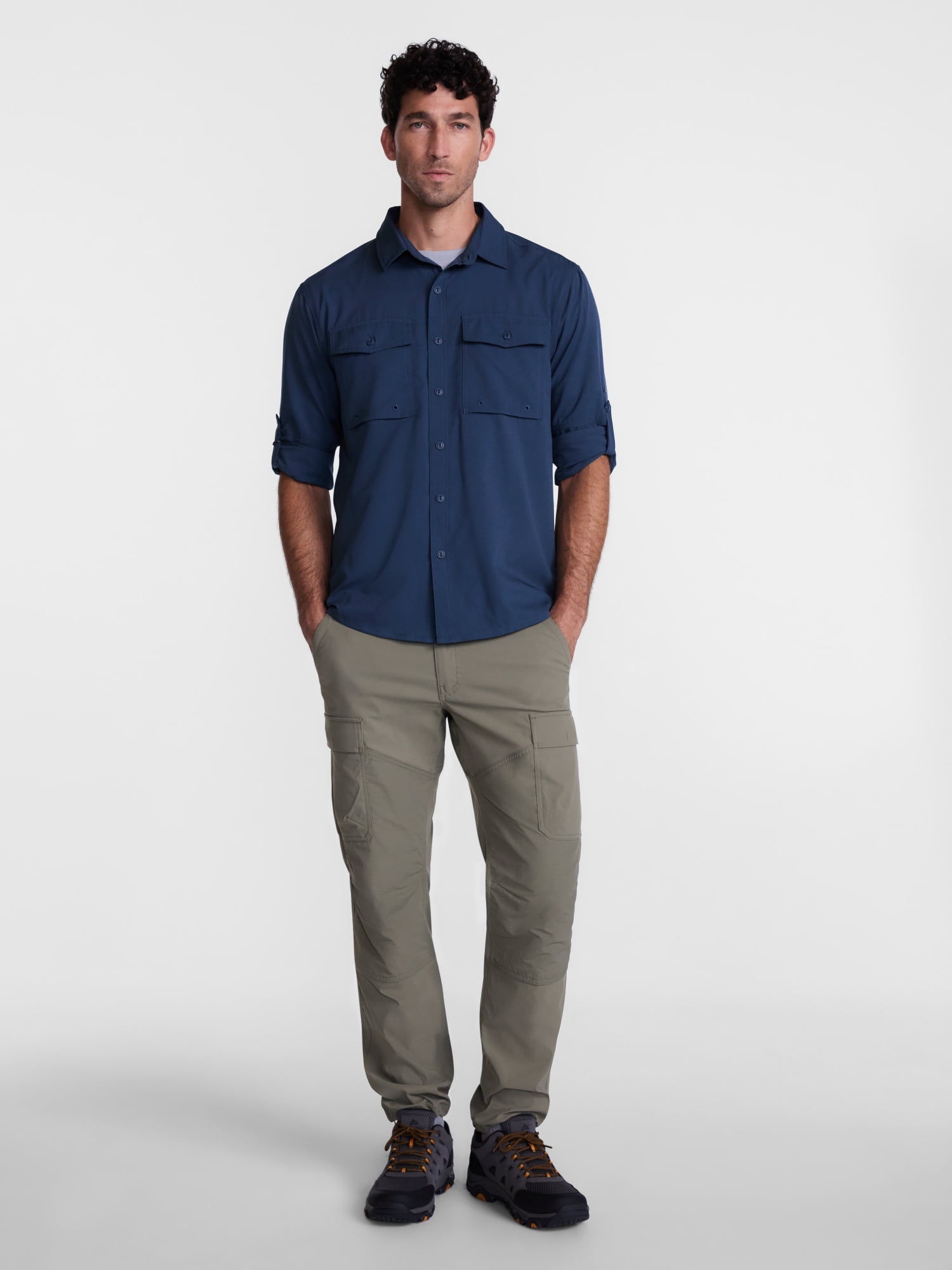 Ozark Trail Men's Fishing Shirt with Long Sleeves, Sizes S-4XLT