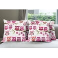 thumbnail image 6 of Ambesonne Cartoon Throw Pillow Cover 4 Pack, Owls Branches, 20", Purple Brown Pink, 6 of 7