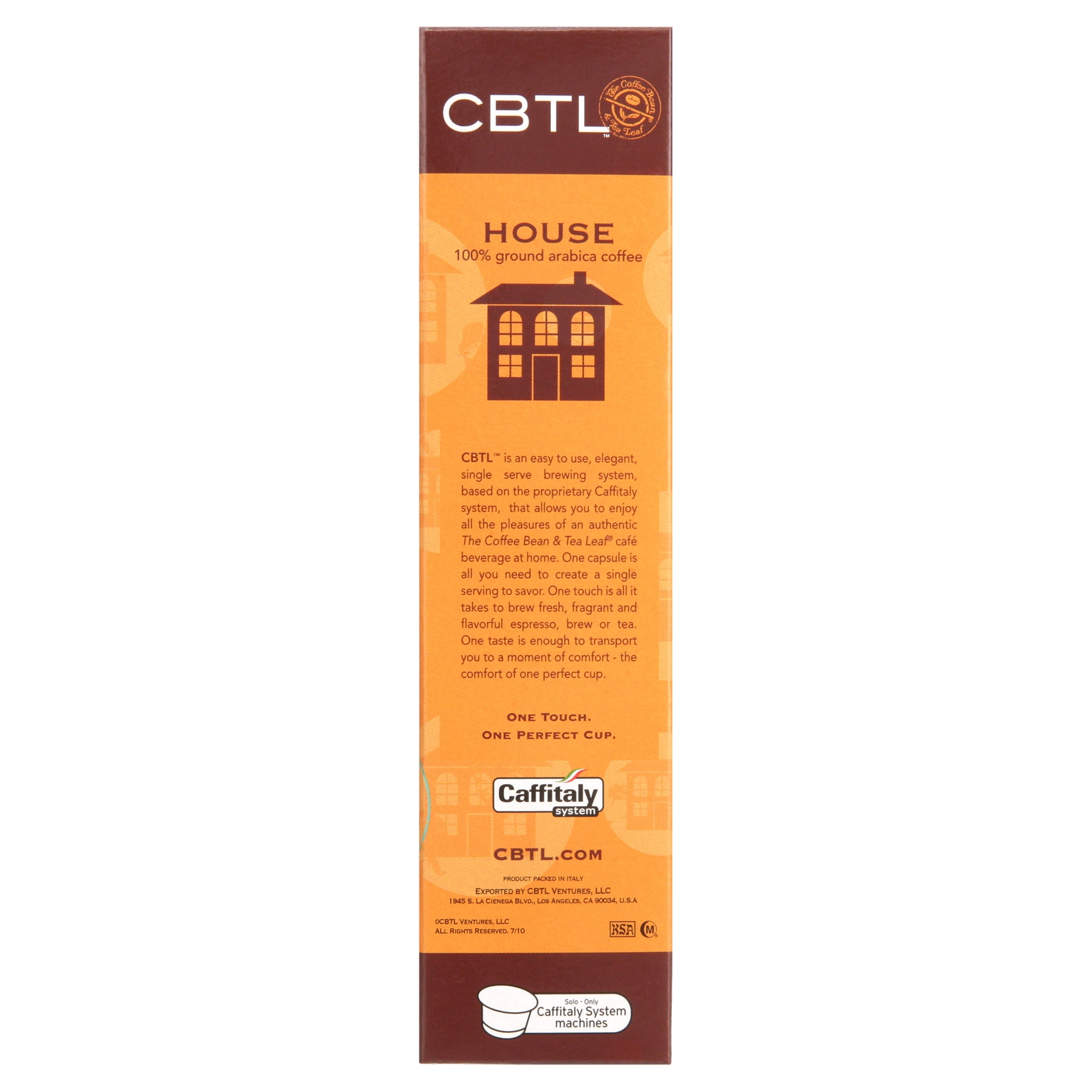 The Coffee Bean & Tea Leaf House Brew Light Roast Single Serve Coffee for CBTL Single Serve Systems, 1 Box of 10 Capsules