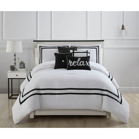 11 Piece Catherine Malandrino Sterling Black White Bed In A Bag W