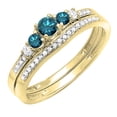 thumbnail image 1 of Dazzlingrock Collection 0.45 Carat (ctw) Round Blue & White Diamond 5 Stone Engagement Ring Set, 10K Yellow Gold, Size 8, 1 of 3