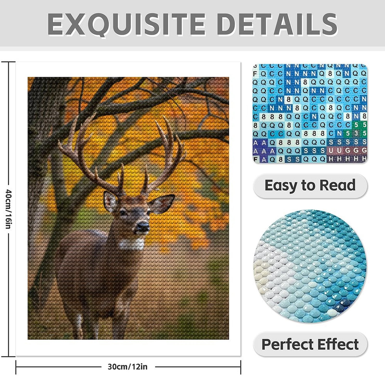 Diamond Art Kits for Adults - 5d Majestic Deer Autumn Colors Diamond Painting for Adults, Diamond Art for Adults Beginners, Diamond Painting Kits for Adults for Home Wall Decor