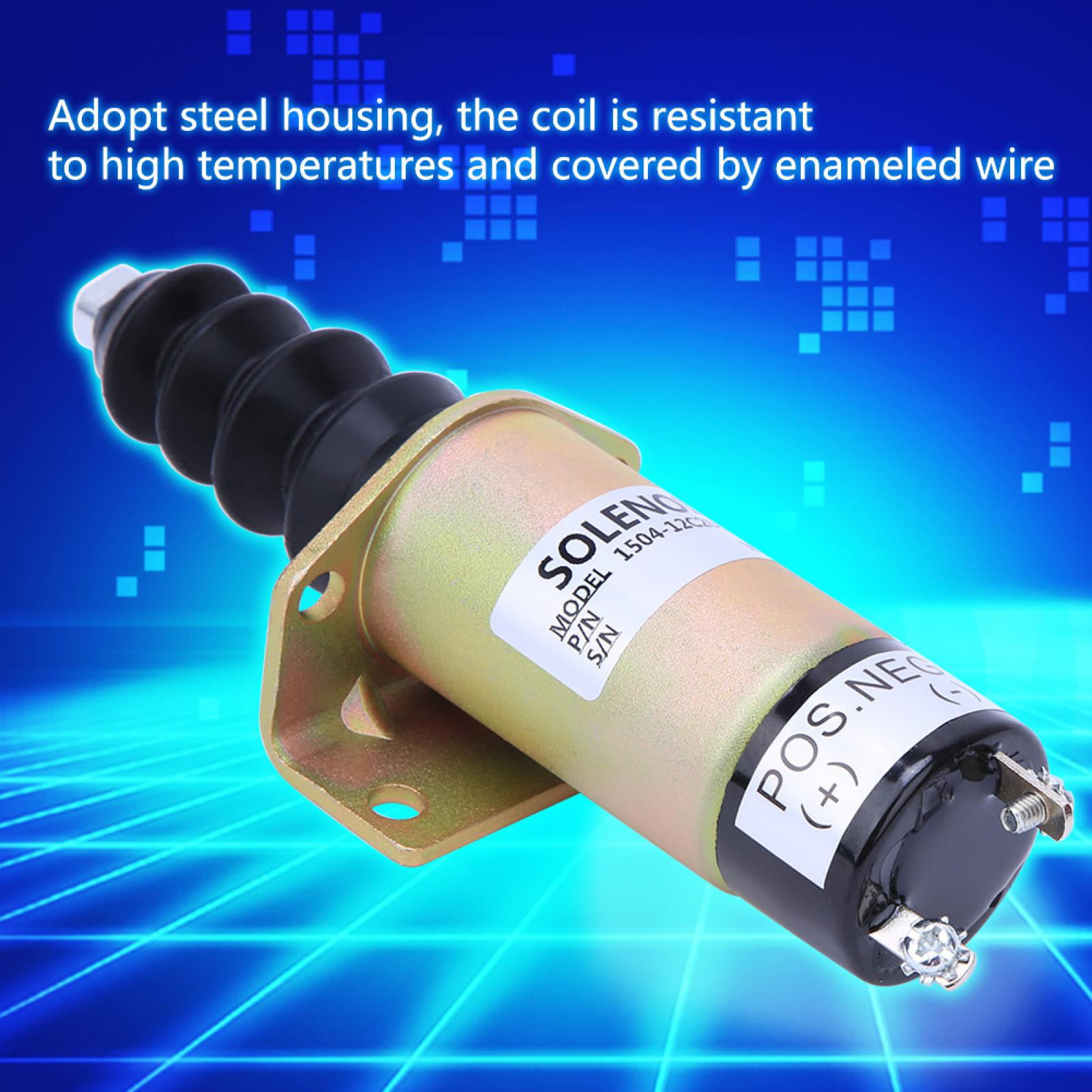 Steel housing 12V Shut-Off Solenoid Valve high Temperature Resistant enameled Wire 1504-12C2U1B1S1 Steel housing Motor Replacement kit Coil 