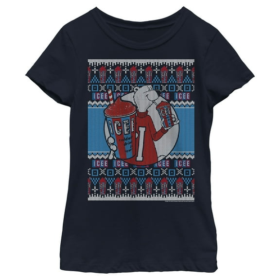 Girl's ICEE Bear Ugly Sweater  Graphic Tee Navy Blue X Small