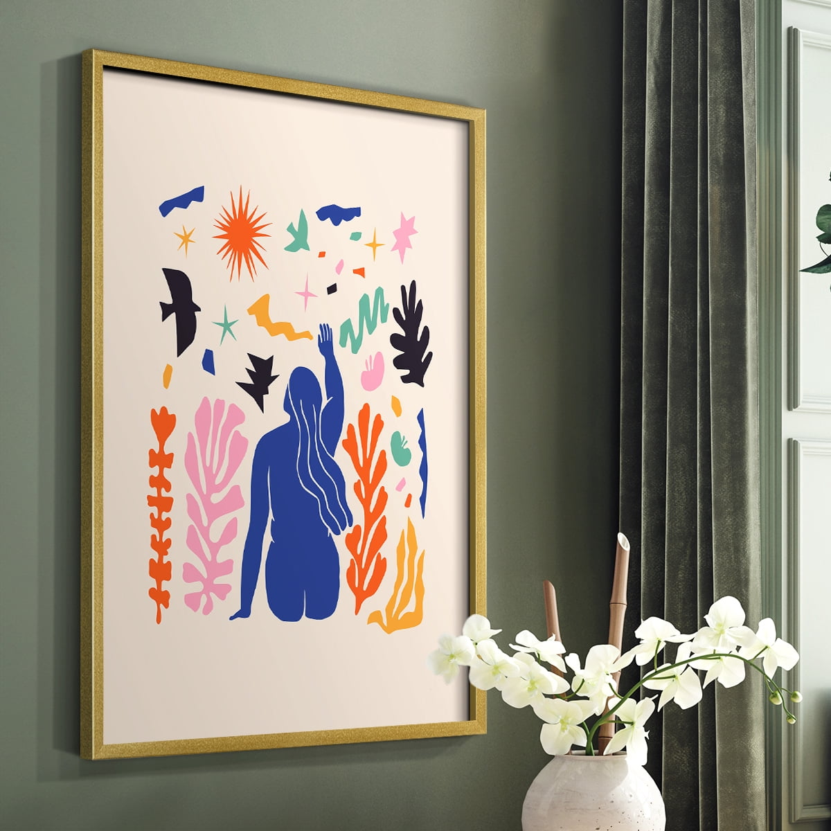 Matisse CDXLVI in Gold Solid Wood Framed Print No Nail Hanging