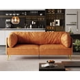 thumbnail image 7 of 73" Mid-Century Modern Loveseat Sofa - Comfy Cushions, Solid Wood Frame, Orange Fabric - Ideal for Office, Living Room & Apartment, Tool-Free Assembly, 7 of 7