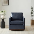 thumbnail image 6 of CHITA Swivel Accent Chairs Set of 2 for Living Room, Comfortable Arm Chairs for Bedroom, Faux Leather in Navy Blue, 6 of 12