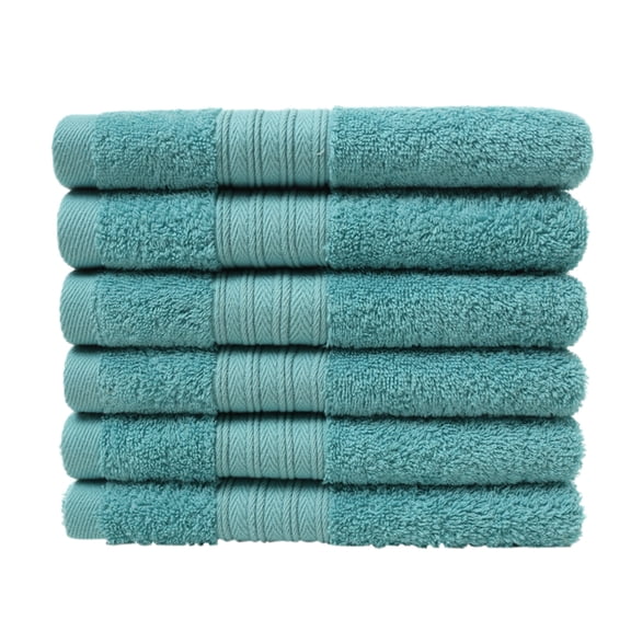 LYCAQL Blue Hand Towels - Soft Circlet Egyptian Cotton | Highly Absorbent Hotel spa Bathroom Towel Collection | 16x28 Inch | Set of 6