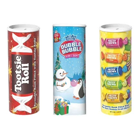 Holiday Candy Bank Bundle 3 Pack with Bubble Gum, Tootsie Roll, and Fruit Chews