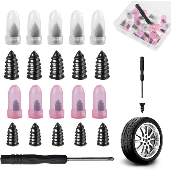 Tire Repair Nails Kit with 2 Sizes, Vacuum Tire Repair Rubber Nail, Tire Rubber Nails Tool, Fast Self-Service Tire Repair Tools for Car, Motorcycle, Truck, Bike