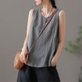 thumbnail image 2 of JFGHDG Women Casual Comfy Camisole Tank Top, Crewneck Sleeveless Cotton Linen Gauze Shirt, Loose Fit Daily Blouse X1 Gray L, 2 of 4