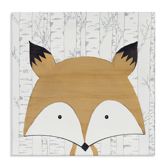 Stupell Industries Cottage Whimsical Fox on Birch Canvas Art, 17 x 17, by Kim Allen