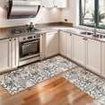 thumbnail image 3 of Kitchen Rugs Sets Of 2,Brown Classic Floral and Scroll Pattern Anti Fatigue Kitchen Mat Rugs Non Slip Washable,Decorative Kitchen Floor Mats for Kitchen,Sink,Laundry,17"X47", 3 of 5