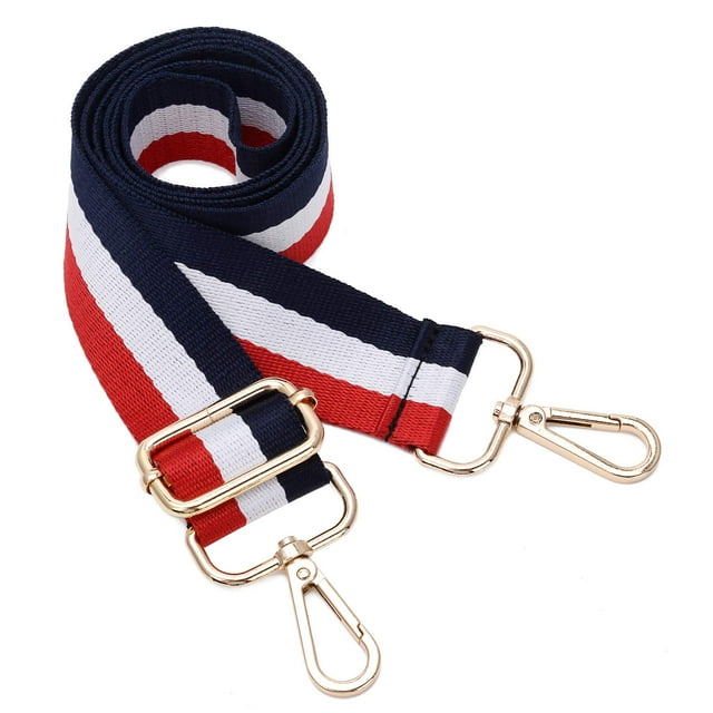 Correa De Hombro Ancha, Cinturón De Repuesto Ajustable, Bolso Cruzado De Lona (Rojo, Blanco Y Azul)