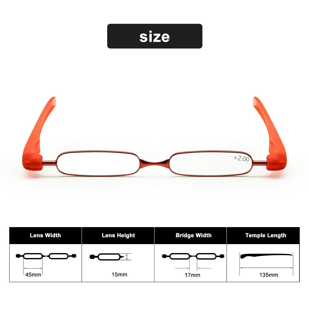 podreader Mini Folding Reading Glasses +1.0 to +3.5 Pocket Reader Lightweight 13g