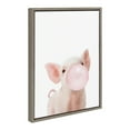 thumbnail image 2 of Kate and Laurel Sylvie Bubble Gum Piglet Framed Canvas Wall Art by Amy Peterson Art Studio, 18x24 Gray, Decorative Farm Animal Art for Wall, 2 of 9
