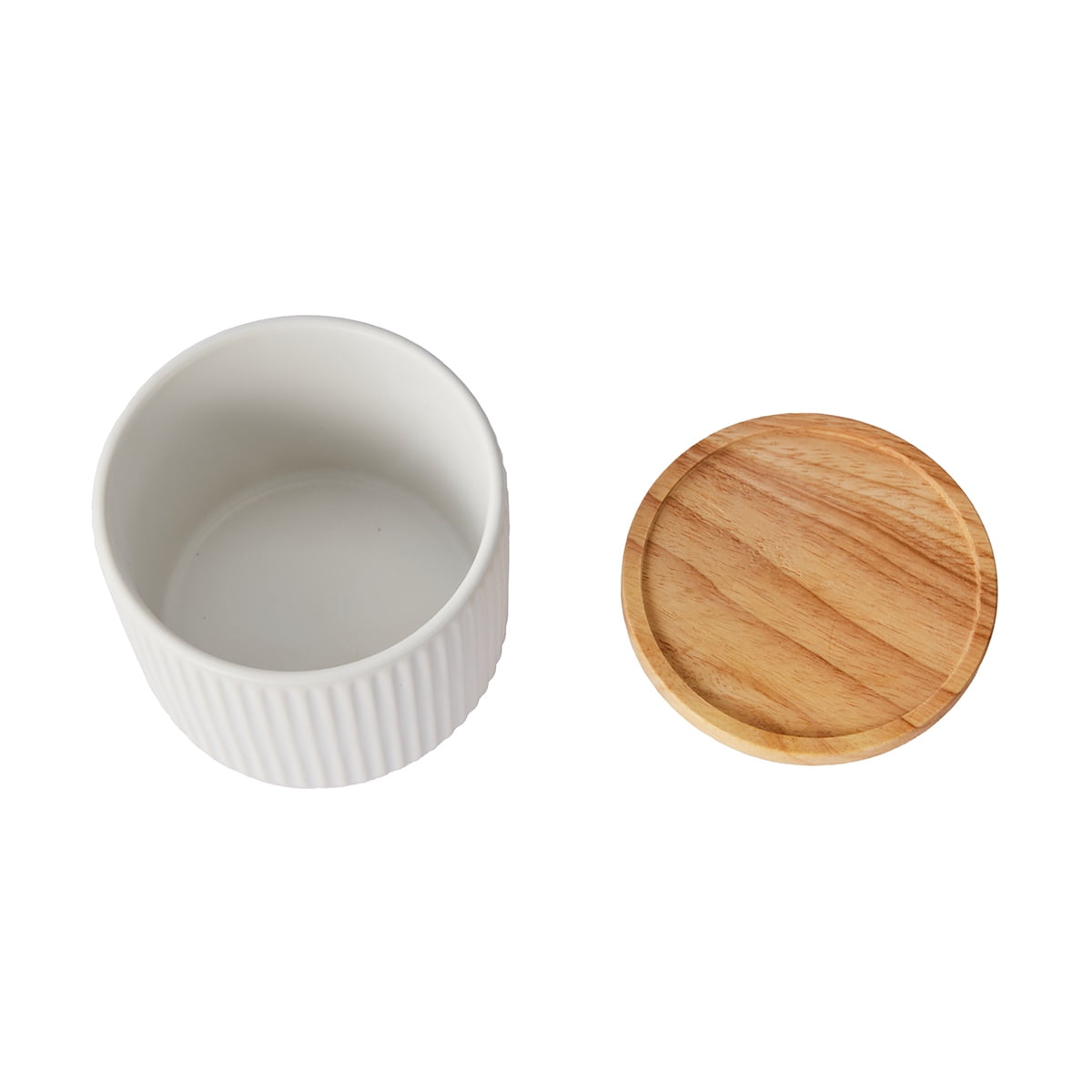 Anko Small White Ribbed Canister, Small Canister