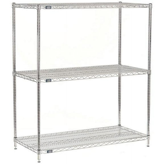 Global Industrial 30485C3 Nexel 3 Shelf Chrome Wire Shelving Unit Starter, Chrome - 48 x 30 x 54 in.