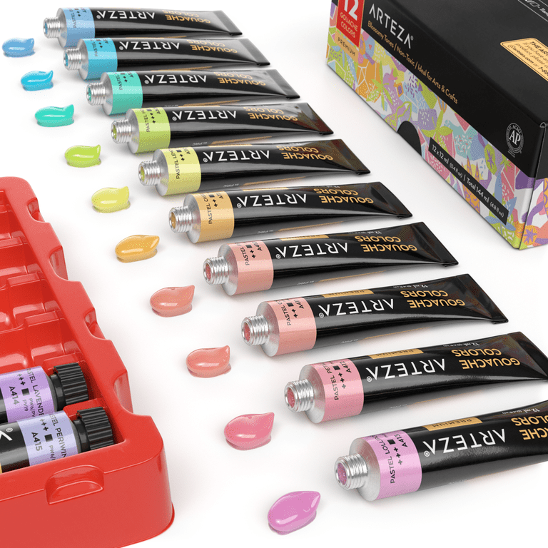 Arteza Coffret peinture acrylique60 tubes de couleurs (22ml)Pigments