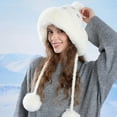 thumbnail image 3 of Oalirro Winter Pompom Beanie Hats for Women Christmas Gifts Fluffy Knit Womens Beanie Faux Fur Crochet Skull Cap Warm Bucket Outdoor Ear Cover, 3 of 4