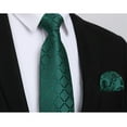 thumbnail image 5 of Men's Plaid Green Necktie Classic Formal Tie with Pocket Square Ties Set for Business Wedding Party, 5 of 6