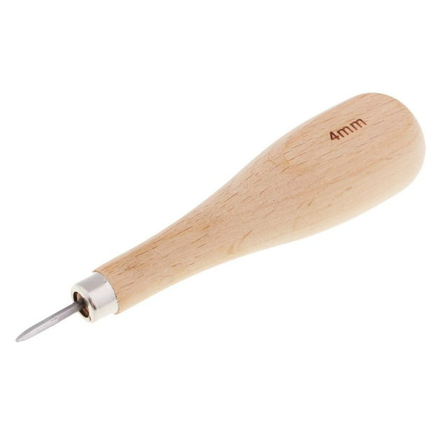 Punzón de costura con mango de madera y punzón para coser cuero. 4 mm