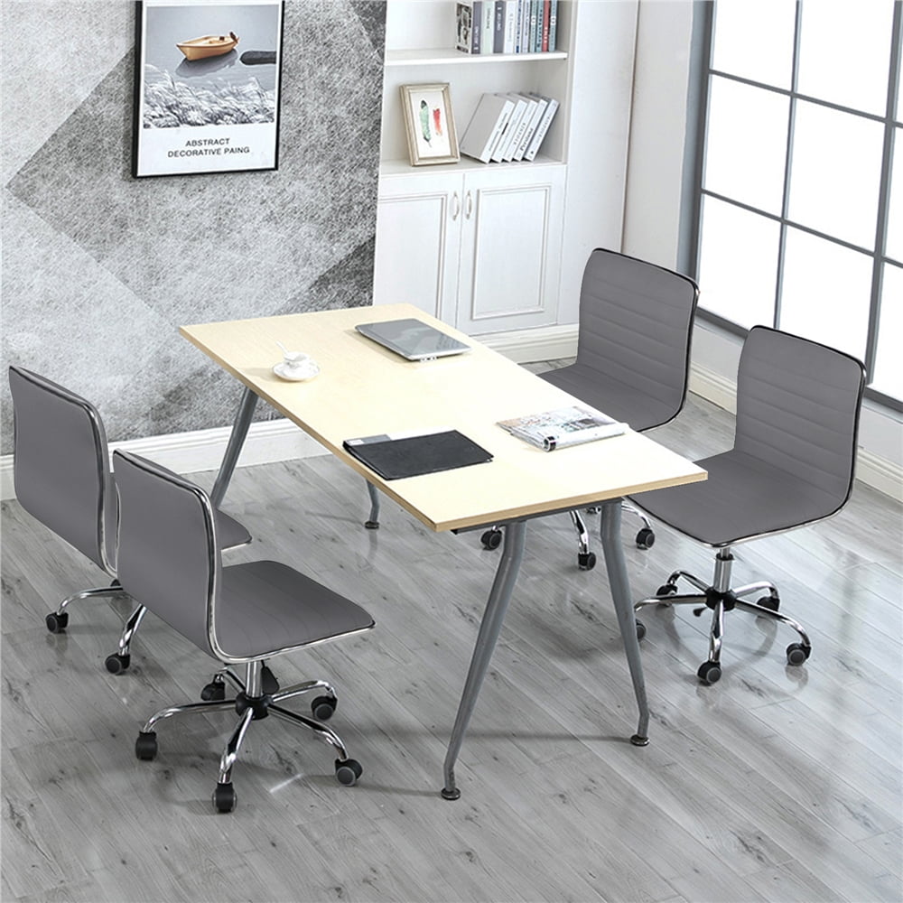 Alden Design Modern Adjustable Armless Faux Leather Swivel Office Chair, Gray