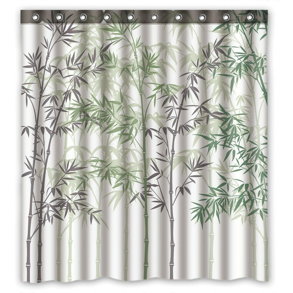YKCG Forest Painting Bamboo Shower Curtain Waterproof Fabric Bathroom