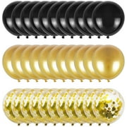 OIENS Balloons 12 Inch 50 Pack Black and Gold Confetti Party Balloons Birthday Balloons Latex Balloons for Party Decoration Baby Shower, Wedding, Engagement, Birthday, Happy New Year