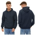 thumbnail image 2 of Pdbokew Men's Pullover Hoodie Check Jacquard Kangaroo Pockets Color-Block Design Long-Sleeve Drawstring Casual Hooded Sweatshirt Navyblue 2XL, 2 of 6