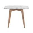 thumbnail image 1 of The Bianco Collection Cima 12" x 21" Rectangular Italian Carrara White Marble Table with Oak Legs, 1 of 5