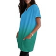 thumbnail image 5 of Duoif Women's Casual V Neck Short Sleeve Dress Loose Fit T Shirt Dress with Pockets Light Blue M, 5 of 9