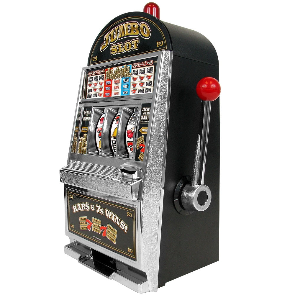 Jumbo Slot Machine Coin Bank Home Jackpot Casino Sounds Flashing Light Spin Reel 