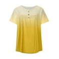 thumbnail image 3 of QLEICOM Womens Summer Tops Oversized T-shirts Short Sleeve V-Neck Tie-dye Casual Loose Tunic Tank Tops Women Shirts Blouses Yellow 4XL, 3 of 4