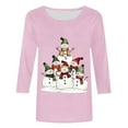 thumbnail image 4 of LEKWK Christmas Clothing Women Merry Chrismas Shirts Xmas Crew Neck 3/4 Sleeve Tops Christmas Outfits for Women Funny Vintage Christmas Shirts for Women, 4 of 5
