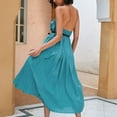 thumbnail image 2 of Jdlsppl Women's Long Dress Sexy Sundress Holiday V Neck Fall Beach Party Summer High Waist Cotton Dresses Blue 14, 2 of 4