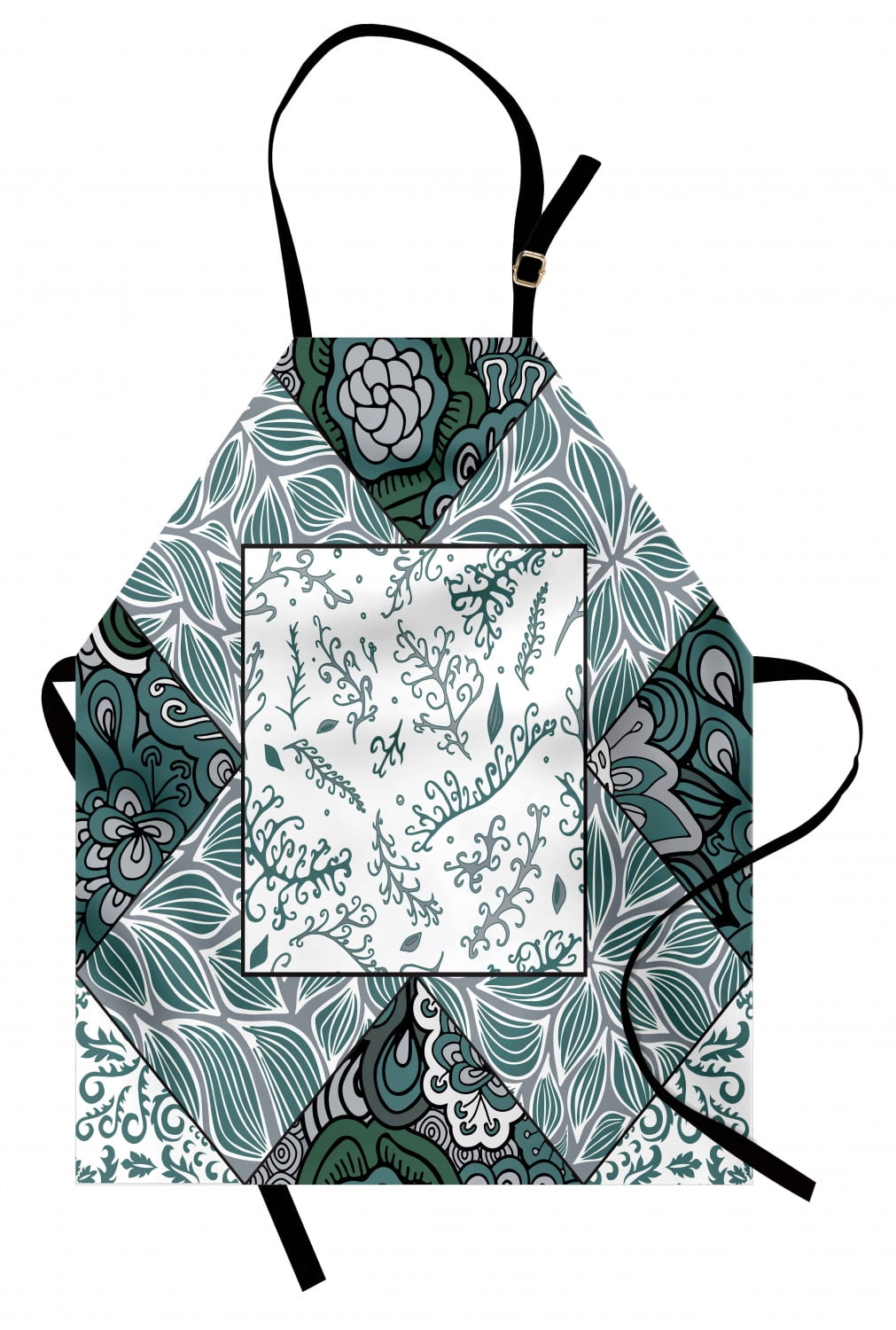 Boho Apron Shabby Chic Leaves in Mix Chevron Swirled Nature Branches Flower Print, Unisex ...
