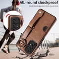 thumbnail image 4 of SaniMore Case for Samsung Galaxy A52, PU Leather Durable [Back Card Slots] Wristlet Kickstand Buckle Protective Bumper Cover Shockproof Anti-fall/Anti-scratch for Ladies, Brown, 4 of 10