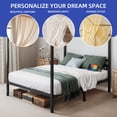 thumbnail image 3 of ModFusion Canopy Bed Frame with RGB Light Strip & Charging Station, Metal Queen Size Platform Bed with Built-in Headboard, Black, 3 of 8