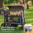 thumbnail image 6 of HARPPA Foldable Wagon Stroller for 2 Kids, Kids Wagon with Canopy, 5-Point Harness, Bench Seat, Gray, 6 of 8