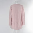 thumbnail image 5 of Solid Color Cardigan Fashion Loose Knitwear Open Front Warm Pullover Pockets Round Neck Outwear Long Cable Knitted Sweater Autumn Women Coat, 5 of 7