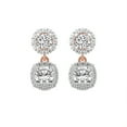 thumbnail image 3 of Diamond Double Halo Earring | 4 Ct IGI Certified Cushion Shape Lab Grown Diamond Dangle | 14K Rose Gold | Sasha Double Halo Lab Diamond Earring | FG-VS1-VS2 Quality | Friendly Diamonds, 3 of 5