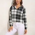 thumbnail image 3 of Plaid Pattern Black And White Plaid Long Sleeve Blouse Woman Streetwear Casual Shirts Summer Oversize Woman Streetwear Clothing Birthday Present, 3 of 7