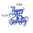 thumbnail image 2 of Topper para pastel AROKIPPRY azul con brillo Feliz 15.º cumpleaños, 2 of 8