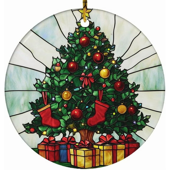 Tree Stained Glass Ornaments, Tree Ornament,Tree Christmas Tree Ornament, Tree Xmas Decorations 4xPMru