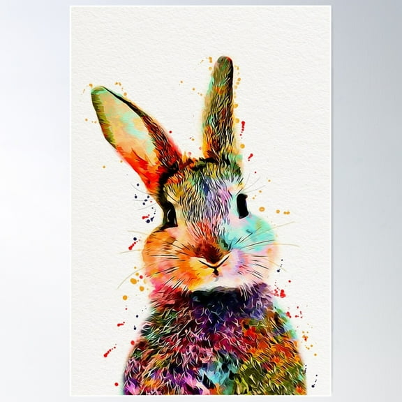 Rabbit Watercolor Art Work Poster Wall Art, Modern Wall Decor For Living Room Bedroom, 8x12 UNFRAMED
