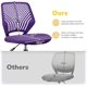 thumbnail image 5 of Songqin Students Cute Desk Chair Low-Back Armless Study Chair w/Lumbar Support Adjustable Swivel Chair in Home Bedroom School, Purple, 5 of 11